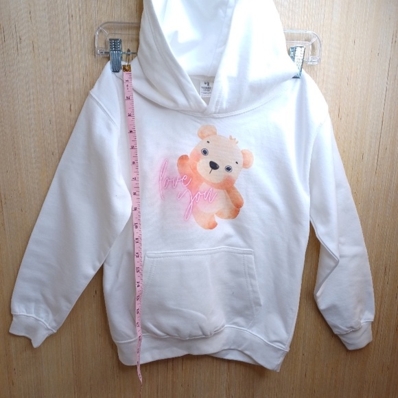 Children Hoodie. "Love You" Teddie Bear Design. Size 7 - 8 - Picture 7 of 13